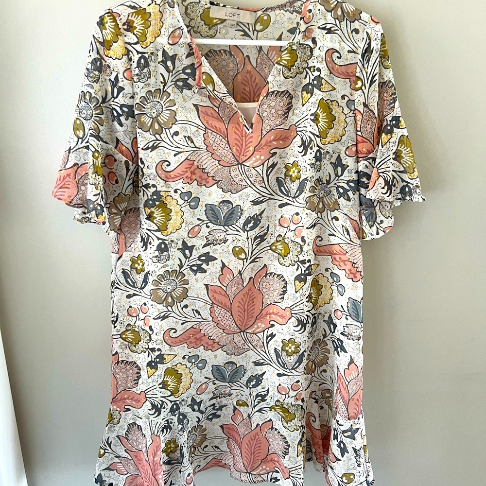 LOFT ruffle mini dress